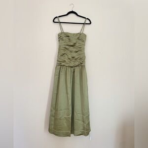Reformation Zeya Satin Dress Olive